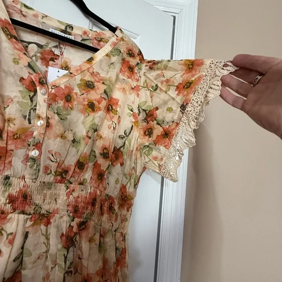 Baltic Born Floral Maxi Dress in Cream and Orange - Picture 6 of 7